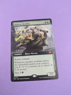 MTG: Magic The Gathering: Railway Brawler (Extended Art)- Mythic- Near Mint - Image 1