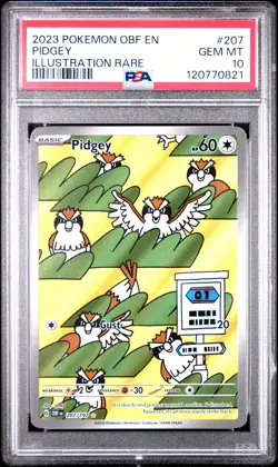 2023 POKEMON OBF EN-OBSIDIAN FLAMES ILLUSTRATION RARE #207 PIDGEY PSA 10 - Image 1