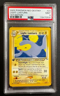 2002 Pokemon NEO DESTINY 1st edition LIGHT LANTURN #23 PSA MINT - Image 1