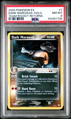 2004 POKEMON EX TEAM ROCKET RETURNS #7 DARK MAROWAK-HOLO PSA 8 - Image 1