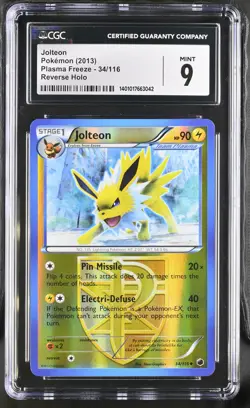CGC 9 Pokemon 2013 Jolteon Reverse Holo Plasma Freeze 34 PSA BGS - Image 1