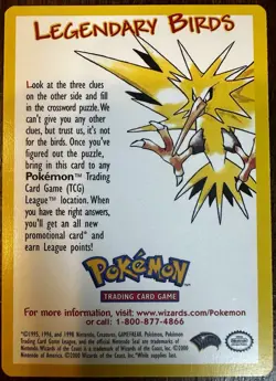 Pokemon The Movie 2000 Legendary Birds Promo Insert Clues League WOTC - Image 1