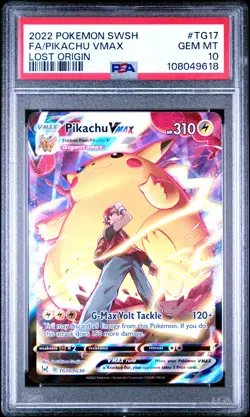 2022 POKEMON SWORD & SHIELD LOST ORIGIN #TG17 FULL ART/PIKACHU VMAX PSA 10 - Image 1