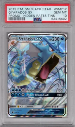 Pokemon Sun & Moon Hidden Fates Tin Black Star Foil SM212 Gyarados GX PSA 10 - Image 1