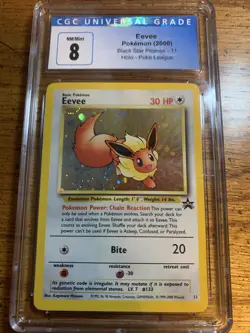 Pokemon Eevee #11 Black Star Promo 2000 Pokemon League Holo CGC 8 - Image 1