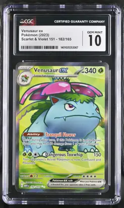 Venusaur ex 182/165 ULTRA Rare English 151 Pokemon Card CGC 10 Gem Mint - Image 1