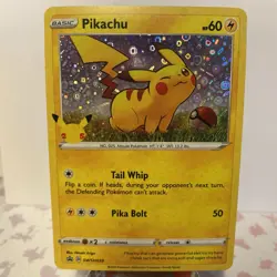 Pikachu SWSH039 Holo-25th Anniversary General Mills Promo Card Damaged - Image 1