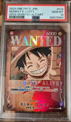PSA 10 Monkey D. Luffy OP03 Wanted Poster Alt.Art One Piece Card 2023 - Image 1