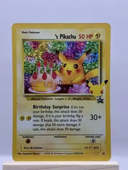 Pokemon TCG Birthday Pikachu 24/53 Holo Celebrations Classic Collection - NM - Image 1