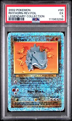 2002 POKEMON LEGENDARY COLLECTION #90 RHYHORN-REVERSE FOIL PSA 5 - Image 1