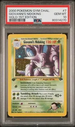 Pokemon 1st Edition Giovanni's Nidoking 7/132 PSA 10 GEM MINT Gym Challenge Holo - Image 1