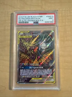 Pokemon Moltres Zapdos Articuno GX Full Art Hidden Fates Promo SM210 PSA 9 Mint - Image 1