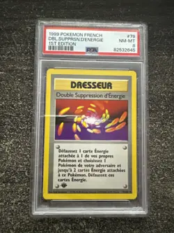 DOUBLE SUPPRESSION D’ENERGIE RARE - POKEMON 79/102 SET DE BASE EDITION 1 PSA 8 - Image 1