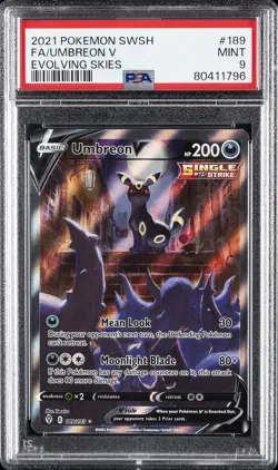 2021 POKEMON SWORD & SHIELD EVOLVING SKIES #189 FULL ART/UMBREON V PSA 9 - Image 1