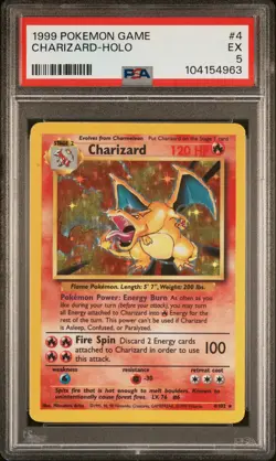 1999 POKEMON BASE SET UNLIMITED #4 CHARIZARD-HOLO PSA 5 - Image 1