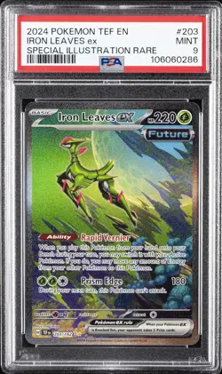 2024 POKEMON TEF EN-TEMPORAL FORCES #203 IRON LEAVES EX PSA 9 - Image 1