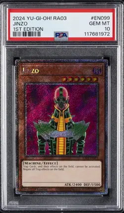 2024 YU-GI-OH! RA03-QUARTER CENTURY BONANZA 1ST ED #EN099 JINZO PSA 10 - Image 1
