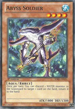 Yugioh! MP Abyss Soldier - SDRE-EN014 - Common - 1st Edition Moderately Played, - Image 1