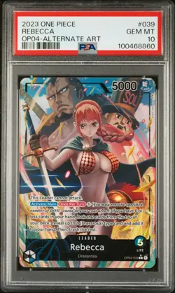 PSA 10 Rebecca Alt Art Card OP04-039 Leader Kingdoms Intrigue English One Piece - Image 1
