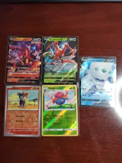 Pokemon 5 Card Lot Holos EX, V And Rare Cards , Great Value Set Building Lot4 - Image 1