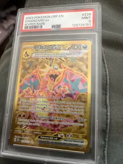 Pokemon TCG 2023 Obsidian Flames Charizard EX Hyper Rare Card #228 PSA 9 Mint - Image 1