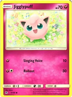 2019 POKEMON TCG COMMON BASE CARD HIDDEN FATES JIGGLYPUFF 41/68 - Image 1