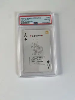 1996 Pokemon Green Version Playing Cards Mewtwo Ace of Spades PSA 8 - Image 1