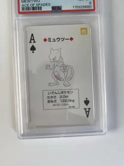 1996 Pokemon Green Version Playing Cards Mewtwo Ace of Spades PSA 8 - Image 2