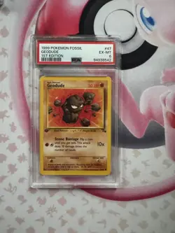 1999 Pokemon Fossil Geodude 1st Edition PSA 6 - Image 1