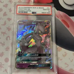 PSA 10 POKEMON SUN & MOON HIDDEN FATES #31 MEWTWO GX - Image 1