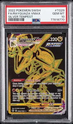 2022 POKEMON SWORD & SHIELD SILVER TEMPEST #TG29 FULL ART/RAYQUAZA VMAX PSA 10 - Image 1