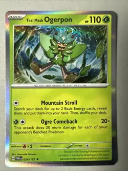 Pokemon TCG * SV Twilight Masquerade * 24/167 Teal Mask Ogerpon Holo Rare * NM - Image 1