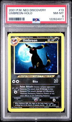 2001 POKEMON NEO DISCOVERY #13 UMBREON-HOLO PSA 8 - Image 1