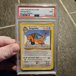 1999 Pokemon DRAGONITE #5 Black Star Promo The First Movie Stamped English PSA 9 - Image 1