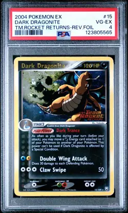 2004 POKEMON EX TEAM ROCKET RETURNS #15 DARK DRAGONITE-REVERSE FOIL PSA 4 - Image 1