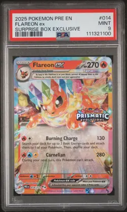 2025 POKEMON PRE EN-PRISMATIC EVOLUTIONS SURPRISE BOX EXCLUSIVE FLAREON EX PSA 9 - Image 1