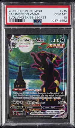 2021 POKEMON SWORD & SHIELD EVOLVING SKIES SECRET FULL ART/UMBREON VMAX PSA 10 - Image 1