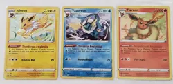 Vaporeon Jolteon Flareon Set of 3 holo rare Vivid Voltage series Pokemon Cards - Image 1