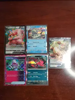 Pokemon 5 Card Lot Holos EX, V And Rare Cards , Great Value Set Building Lot7 - Image 1