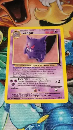 Gengar 20/62 Pokemon Card TCG Vintage WOTC Fossil Regular Non-Holo Rare NM - Image 1