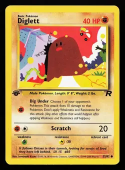 Diglett 52/82 1st Edition Team Rocket Pokemon Card - Image 1