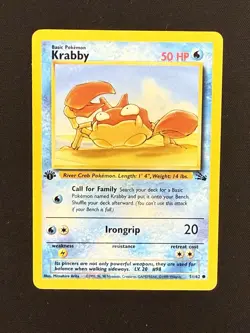 1st Edition Krabby 51/62 Fossil Set - Common Pokemon Card - Image 1