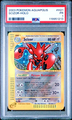 PSA 1 PR 2003 Aquapolis Scizor Holo Foil H21/H32 WOTC E-Reader Series Pokemon - Image 1