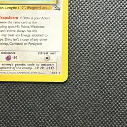 Pokemon TCG Ditto 18/62 Fossil Regular Rare Light Play Condition - Image 4