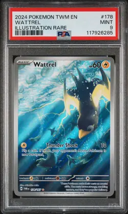 2024 POKEMON TWM EN-TWILIGHT MASQUERADE ILLUSTRATION RARE #178 WATTREL PSA 9 - Image 1