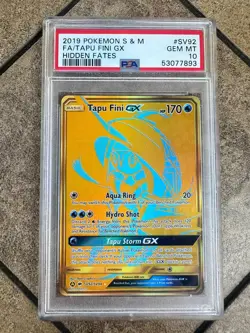 Tapu Fini GX 2019 Pokemon Hidden Fates Full Art FA Shiny Vault #SV92 PSA 10 - Image 1