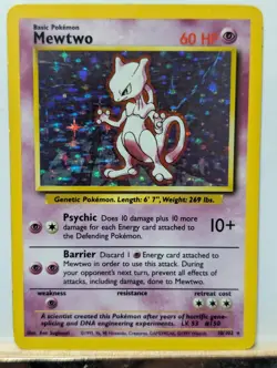 Mewtwo 010/102 Base Set Holo Pokemon TCG in MP Condition - Image 1