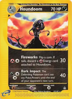 Pokemon TCG Houndoom 2003 Aquapolis 15/147 Regular Rare - Image 1
