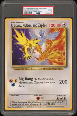 2000 POKEMON GAME MOVIE WARNER BROS. PROMO TAG ARTICUNO/MOLTRES/ZAPDOS PSA 9 - Image 1