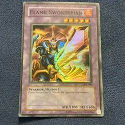Yu-Gi-Oh Flame Swordsman LOB-003 Super Rare Card Foil Shift Misprint ERROR - Image 1